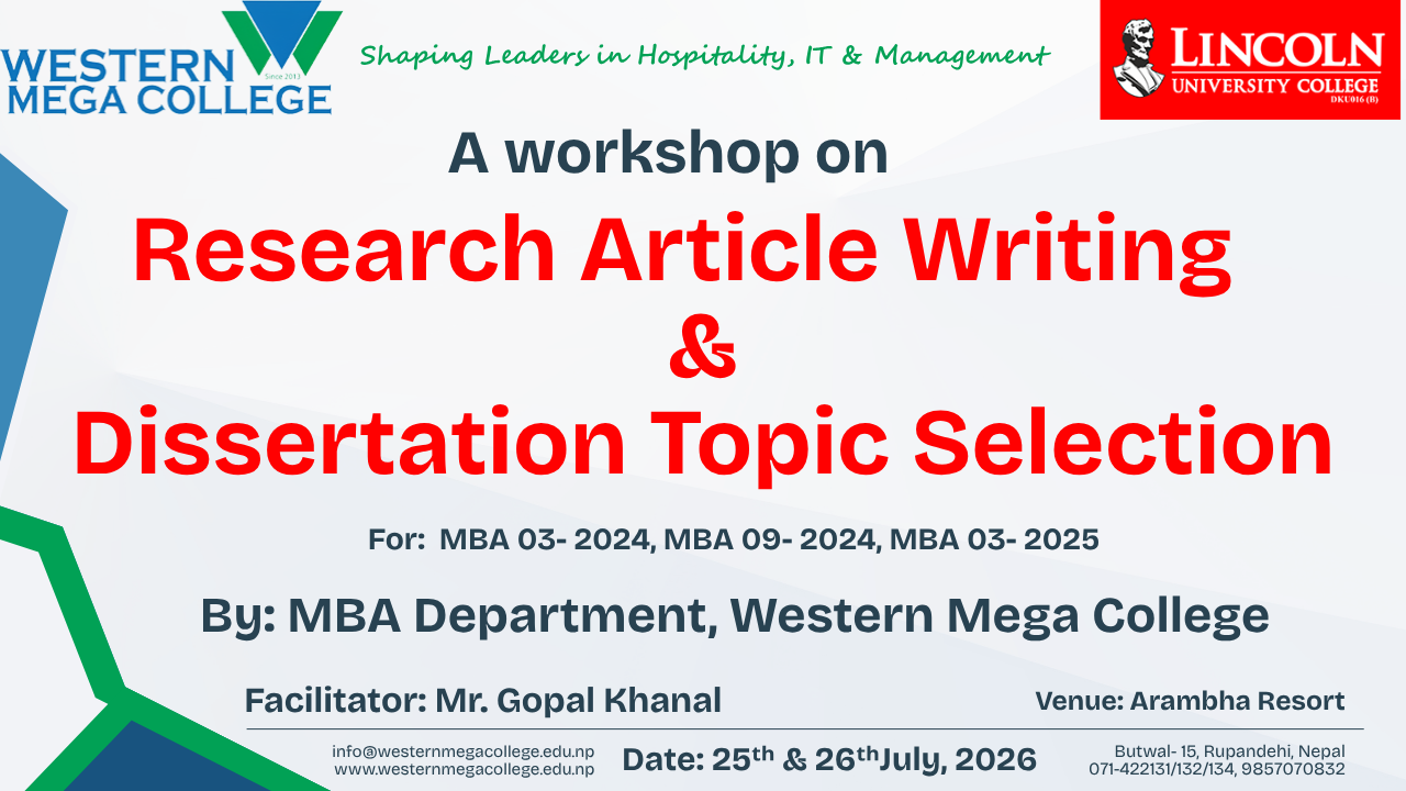 Workshop on Research Article Writing & Dissertation Topic Selection